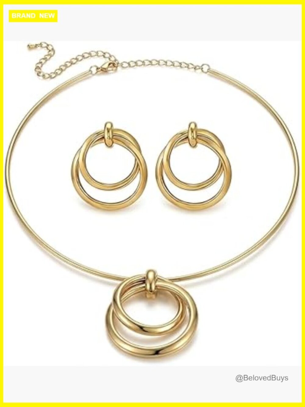 Geometric Circle Choker & Drop Earrings Set, Statement Jewelry